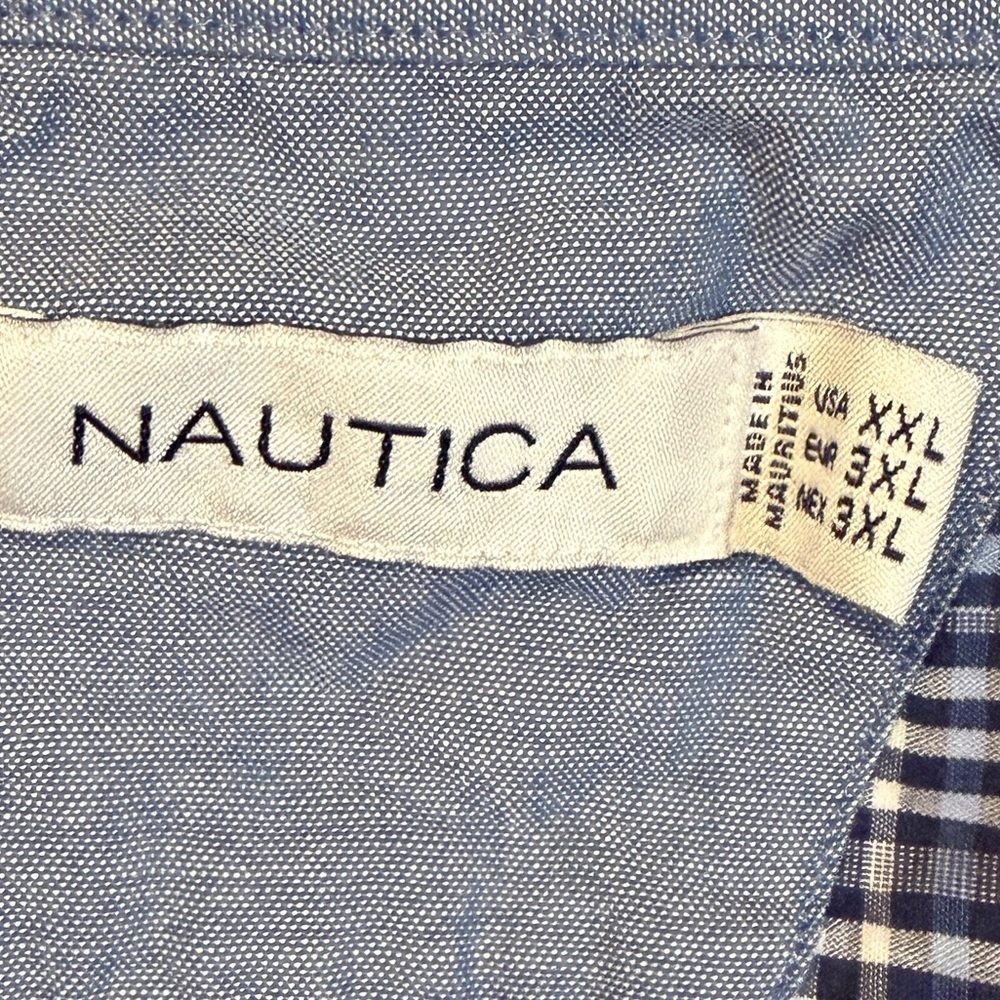 Nautica Men's Navy Plaid Button Down Shirt - Picture 4 of 6